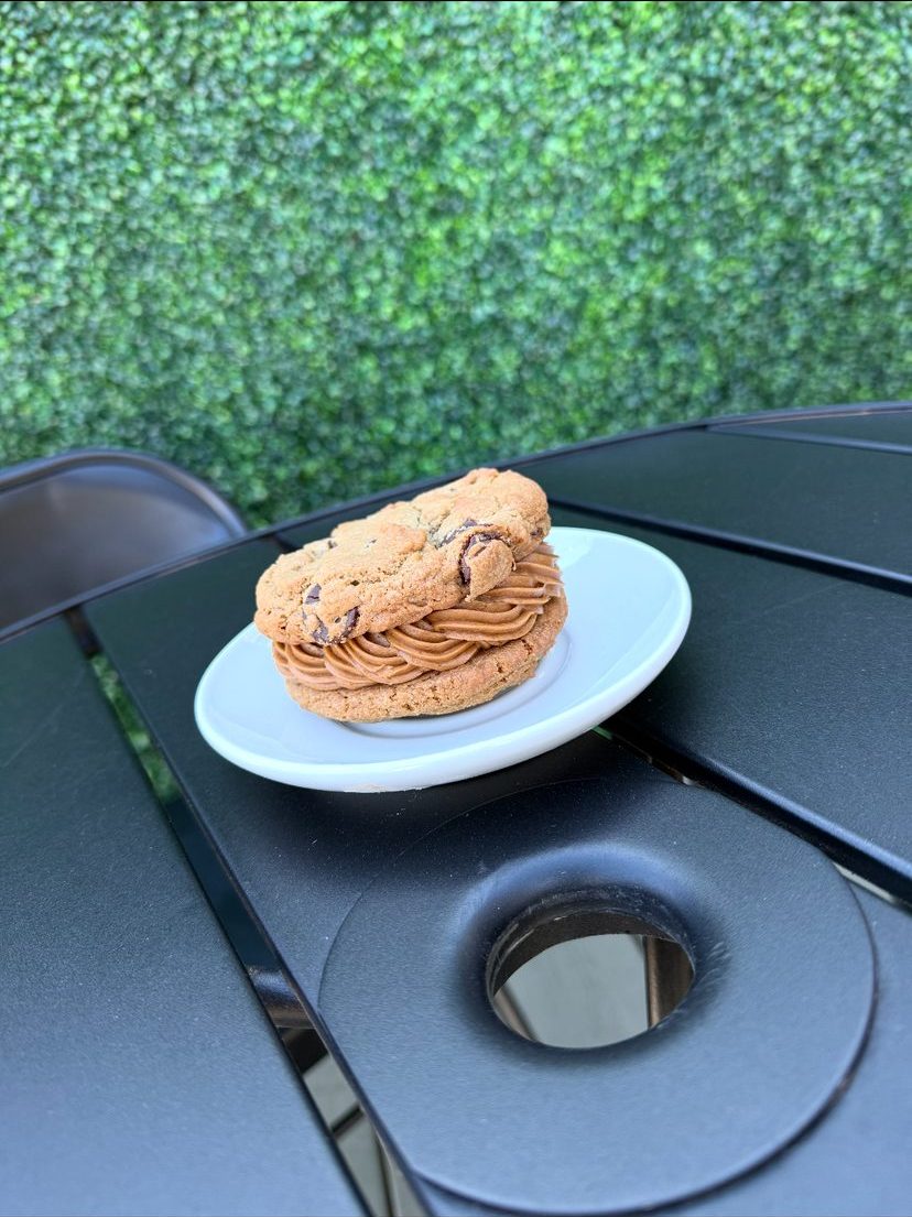Pastry on a plate on the patio