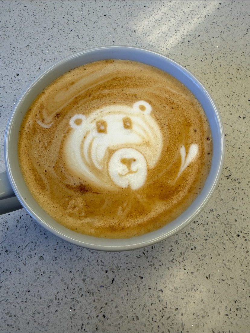 Latte with bear latte art