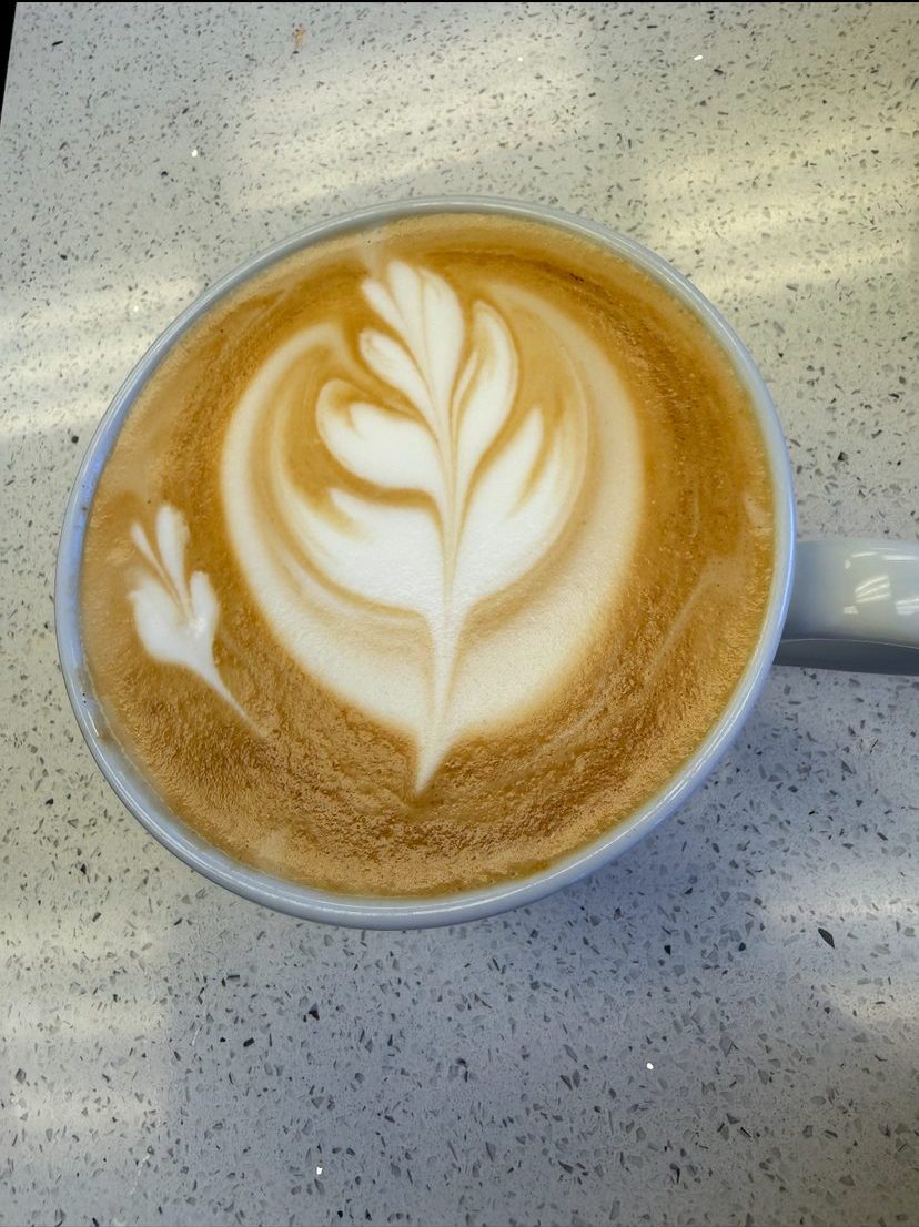 Latte with rosetta latte art